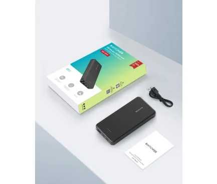 Power Bank 10000mAh 15W 1x USB-A 1x USB-C Neagra baterie externa