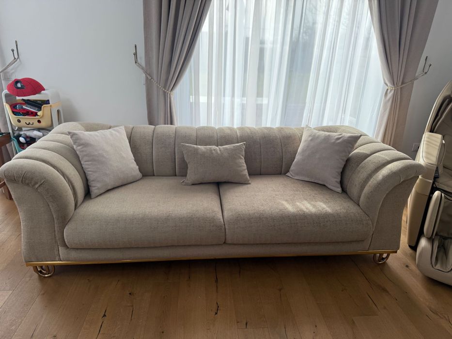 Set Canapele 3-3-2-1 Cappucino cu Auriu