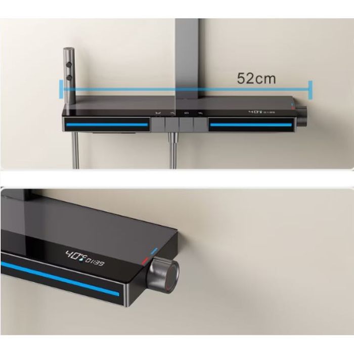Set de dus cu afisaj digital pentru temperatura, de culoare gri