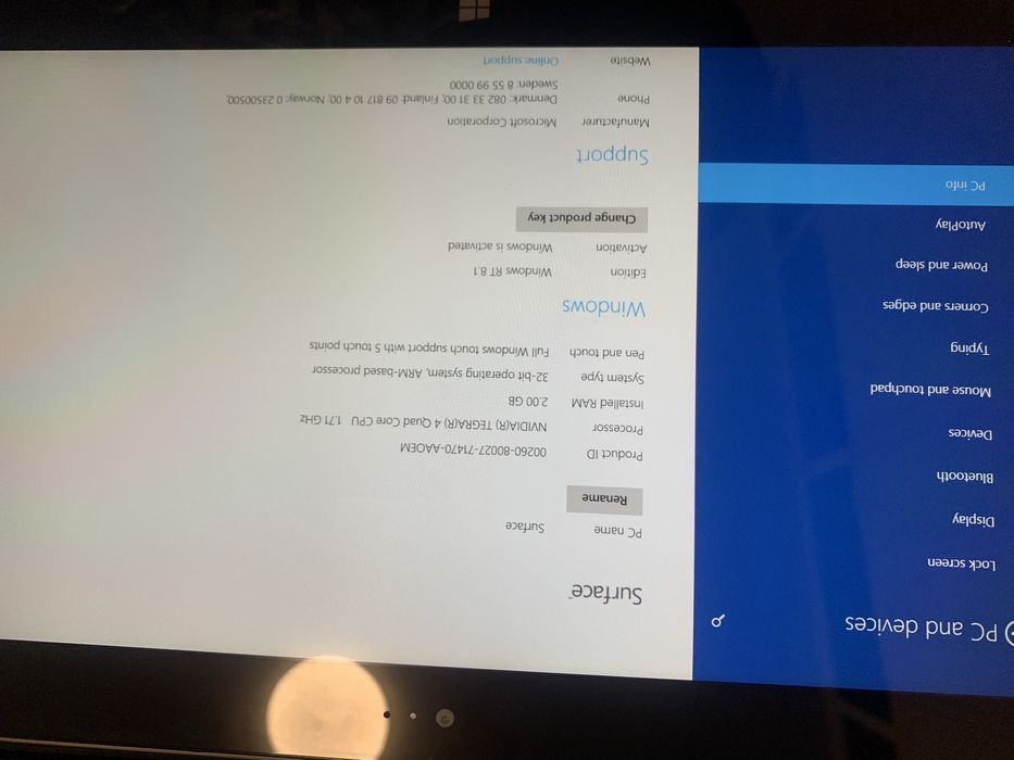 Vand Microsoft Surface Rt