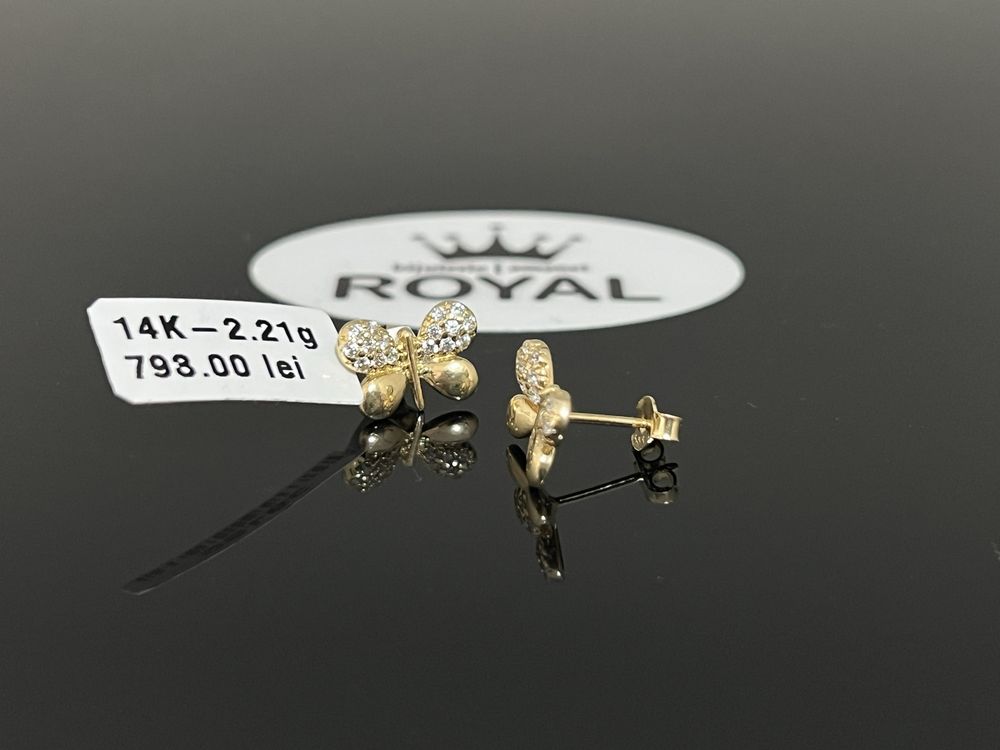 Bijuteria Royal CB : Cercei fluture aur 14k 585 2,21 grame