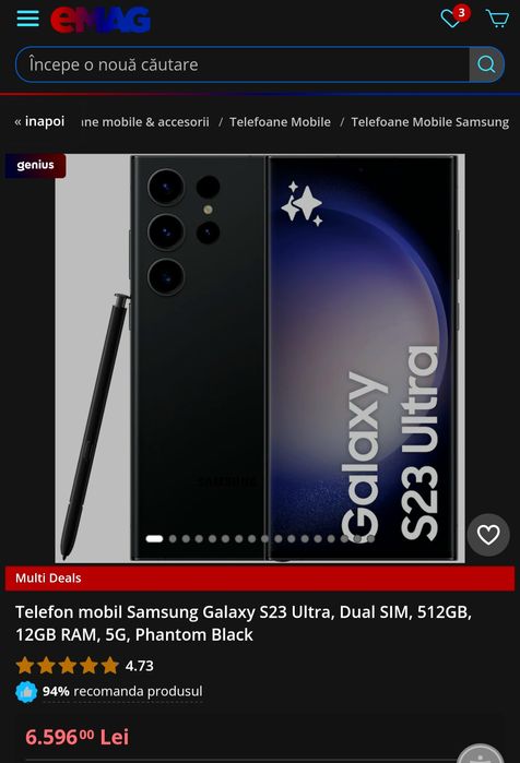 Vand/Schimb Samsung S23 ULTRA, Black, nou, impecabil doar in Bucuresti
