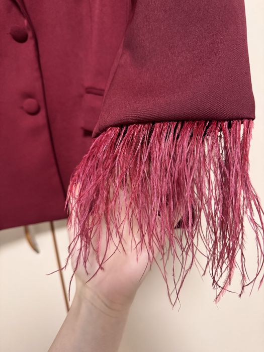 Сако с пера в цвят бордо