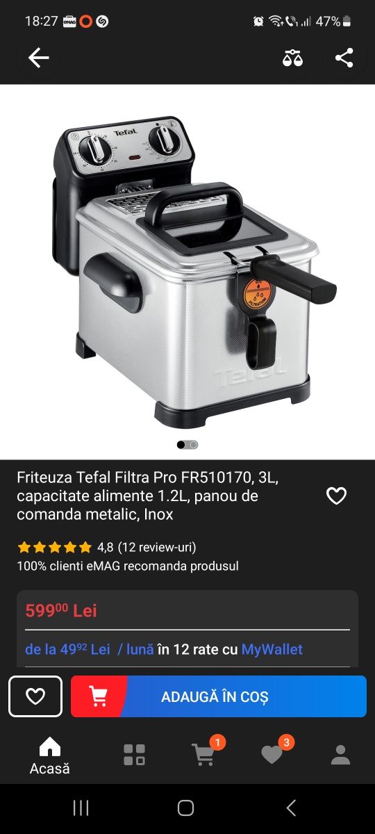 Friteuza Tefal 3L