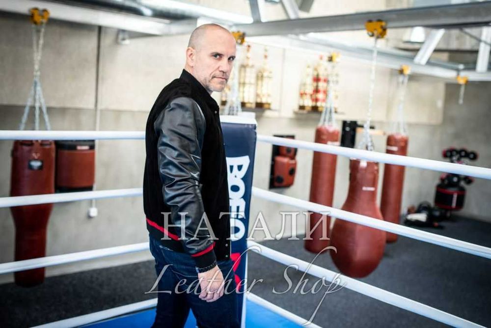 Мъжки кожен бомбър Алекс Black