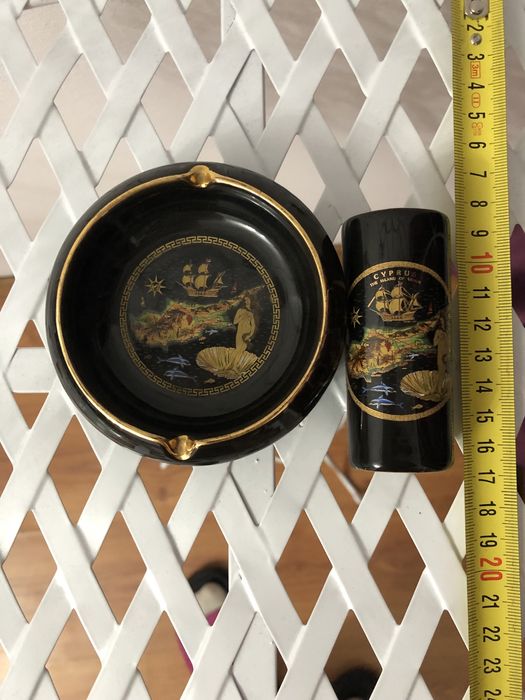 Set scrumiera suflat cu aur de 24k
