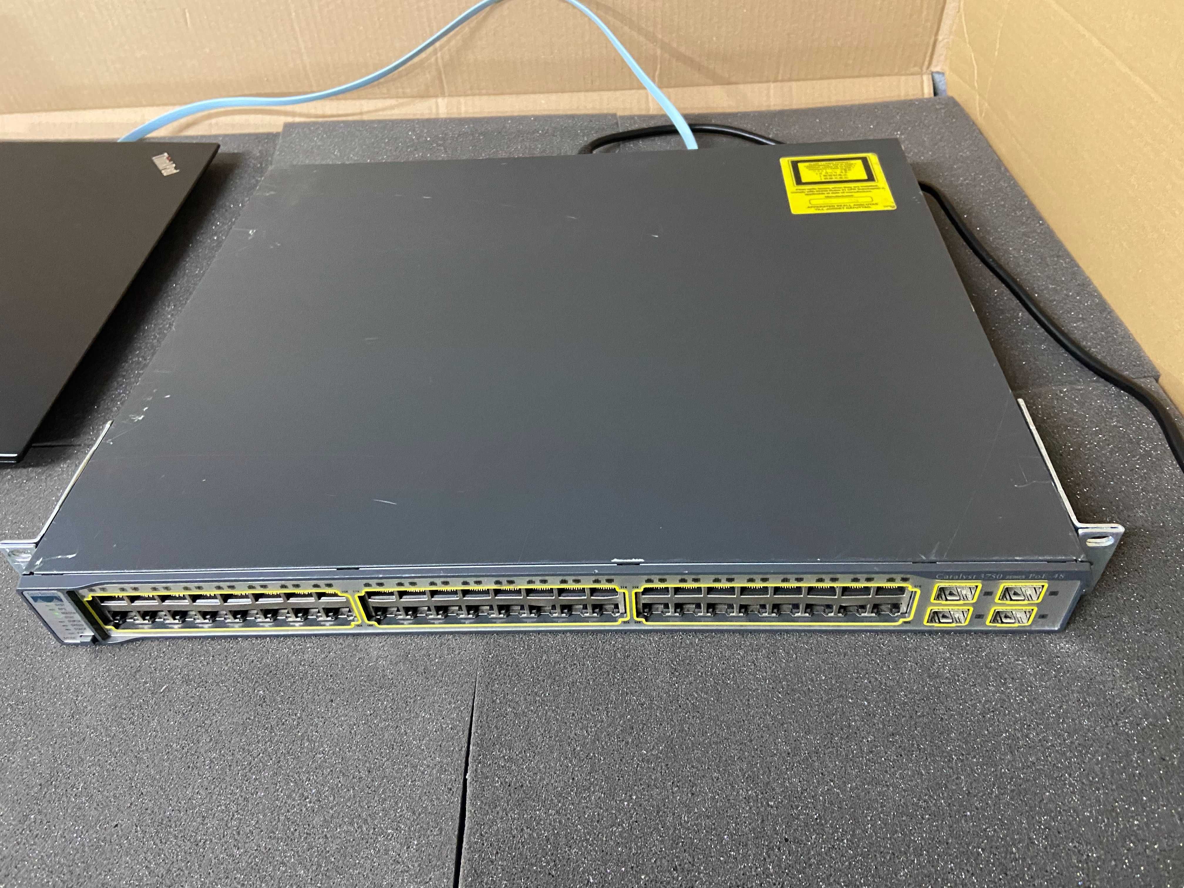 PoE суич Cisco C3750-48P 48 портов камери видеонаблюдение 3750 switch