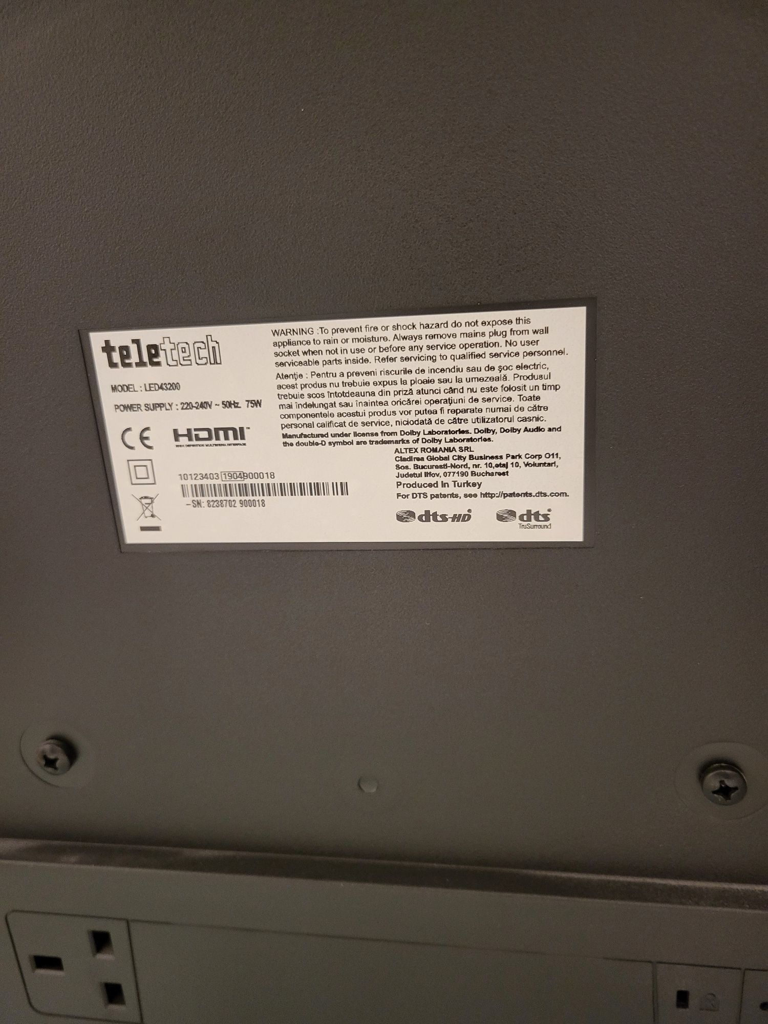 Televizor TV 4K UHD smart TeleTech 43inch 108 cm