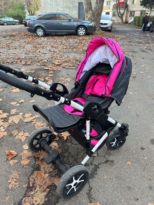 Cărucior copii 3 în 1 X-Trall – Gri Grafit/Roz – stare foarte bună