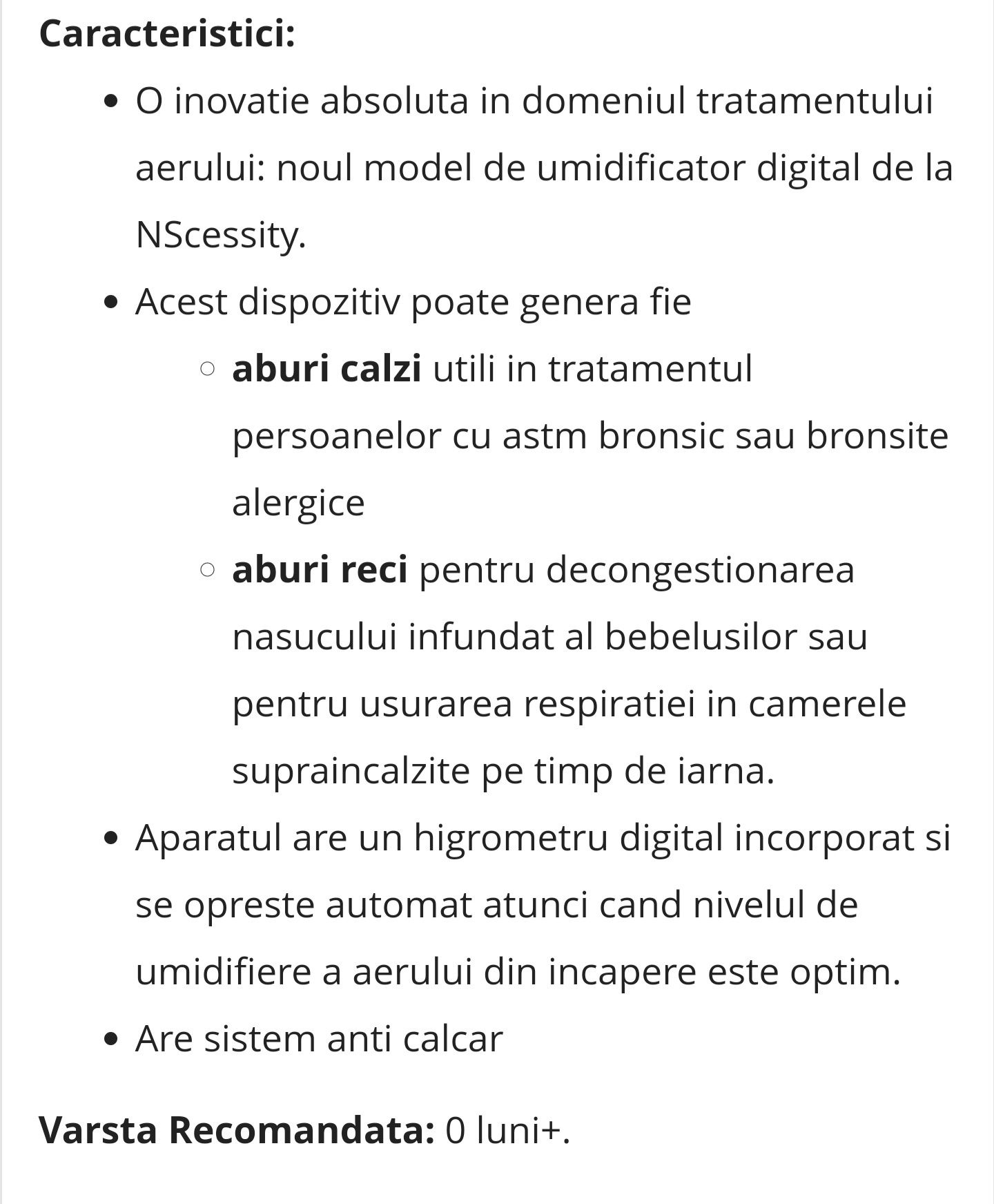 Umidificator digital cu aburi - NScenssity