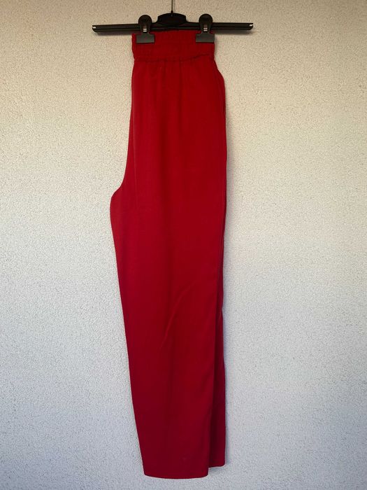 Pantaloni rosu, nou, Mohito, largi cu talie cu elastic si snur, S