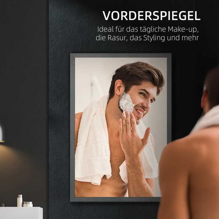 Огледален шкаф Kleankin, шкаф за баня, 3 рафта