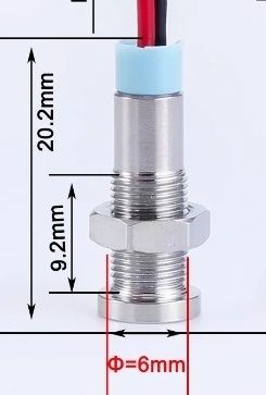 LED сигнална, индикаторна лампа 6мм на 220v и 12-24v