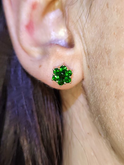 Cercei aur 14k chrome diopside unicat