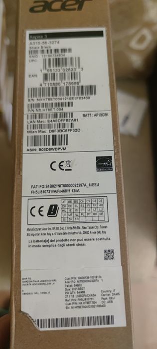 Laptop Acer 3 A315-procesor Intel I3-256 gb-8 GB ram