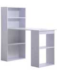 Birou modern cu biblioteca din lemn, 120 x 55 x 120 cm, Alb