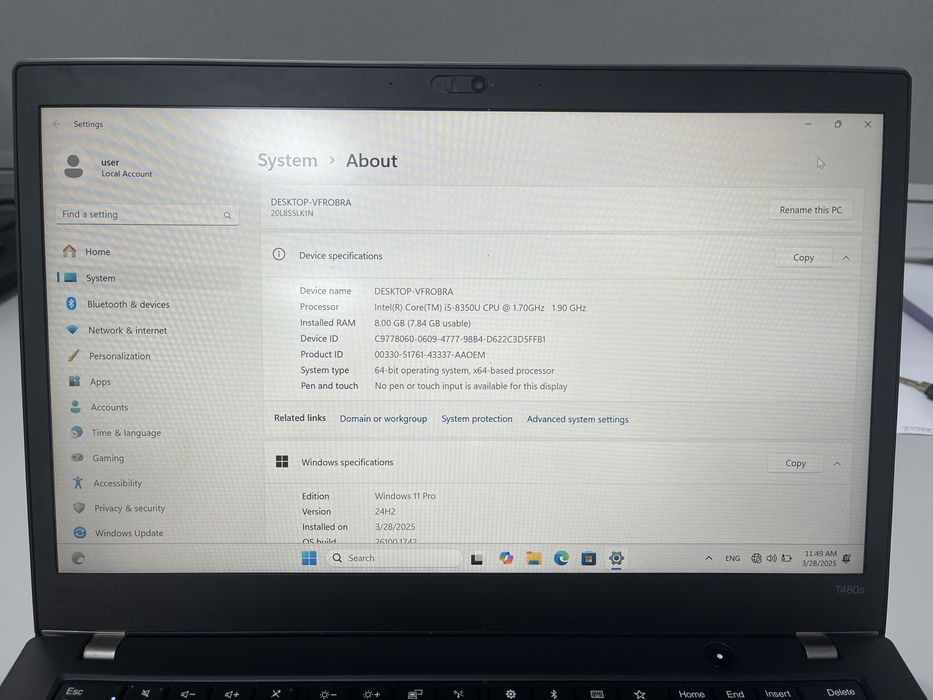 Ноутбук Lenovo ThinkPad T480s