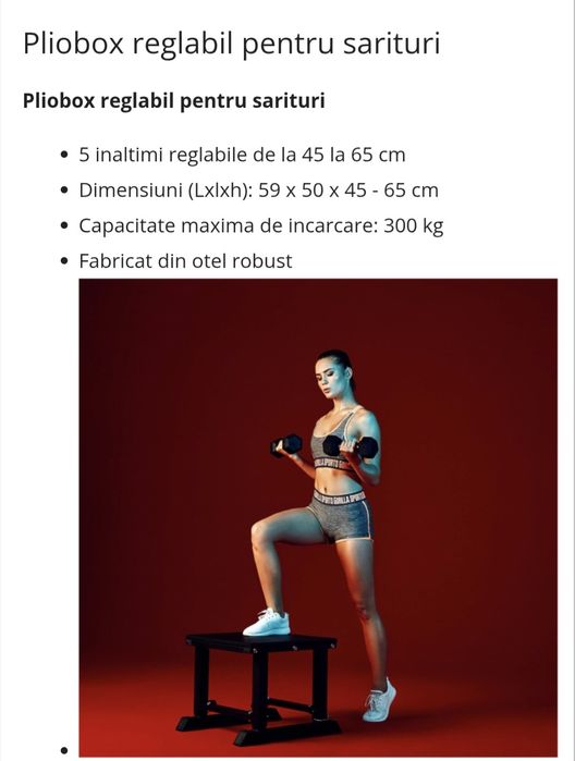 Pliobox reglabil, bancă reglabilă