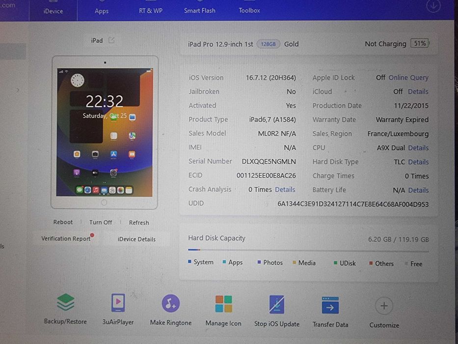 tableta apple ipad pro gen1 12 inchi cu defect