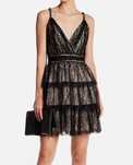 Rochie din dantelă fără mâneci, neagră