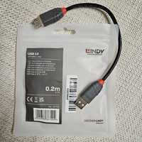 Кабел lindy USB2.0 удължител - мъжко/женско 20см Cable USB2.0 type A-A