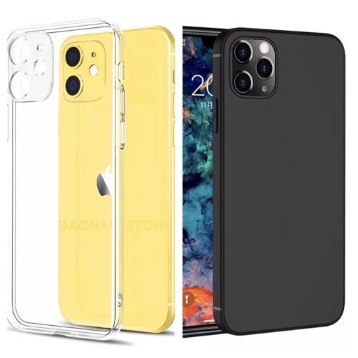 Iphone 11 12 13 Pro Max Husa Super Slim Silic Neagra Clear Camera Safe