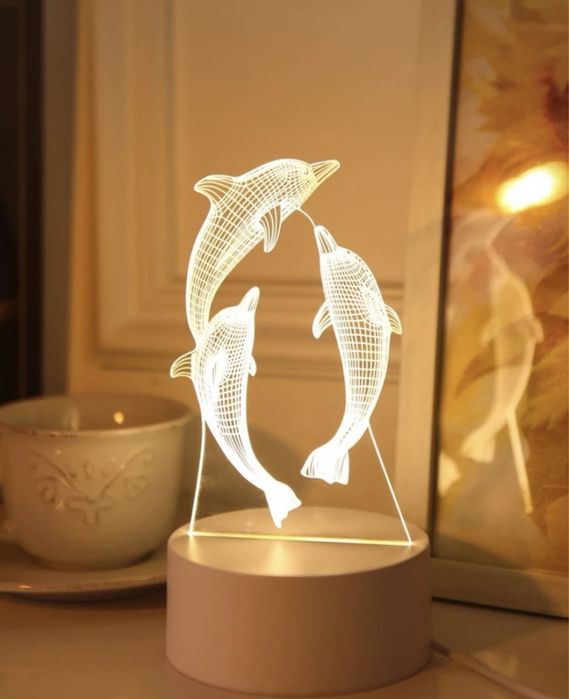 3D Холограмна нощна лампа делфин