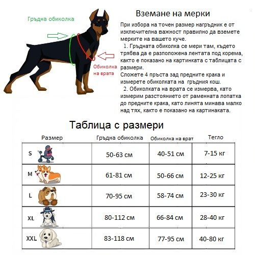 Нагръдник за куче Service dog, размери S, M, L, XL, XXL