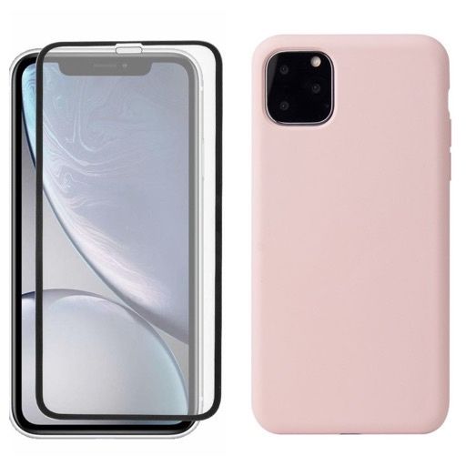 Husa Catifea Alcantara Case + Folie Sticla - Iphone 11/12 PRO