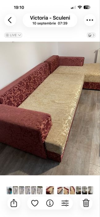 Pat matrimonial lemn masiv pictat 180/200 cm Coltar extensibil