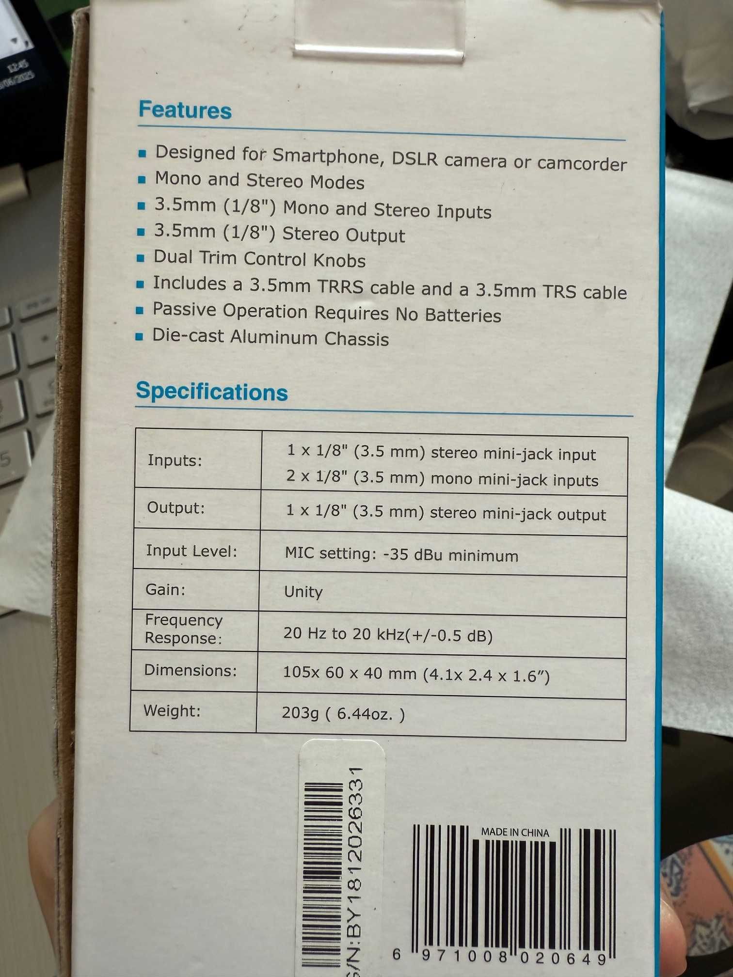 Adaptor Audio Boya By-Mp4 Mono si Stereo - Mixer Lavaliera
