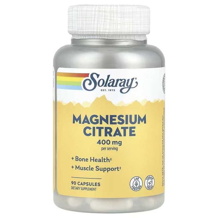 Solaray, Magnesium Citrate, Цитрат магния, 400 мг, 90 и 180 капсул