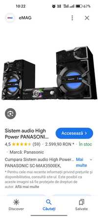 Vând sistem audio Panasonic Max 3500