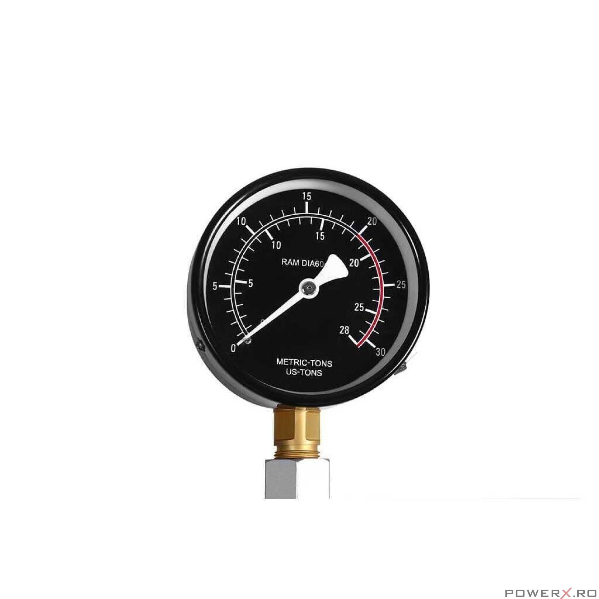 Presa hidraulica pneumatica 20 tone, cu piston glisant si manometru, 9