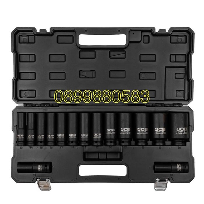 Дълбоки ударни вложки комплект 6-стенни 15части (10-36мм) JCB