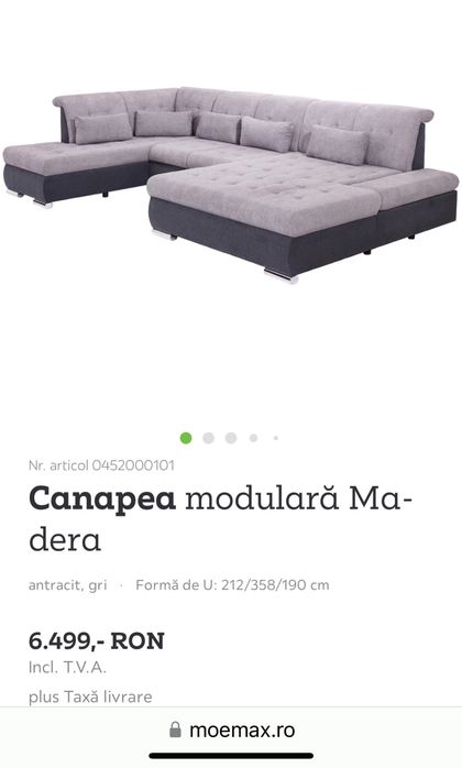 Canapea / colțar modulară extensibilă, Madera, nefolosita!