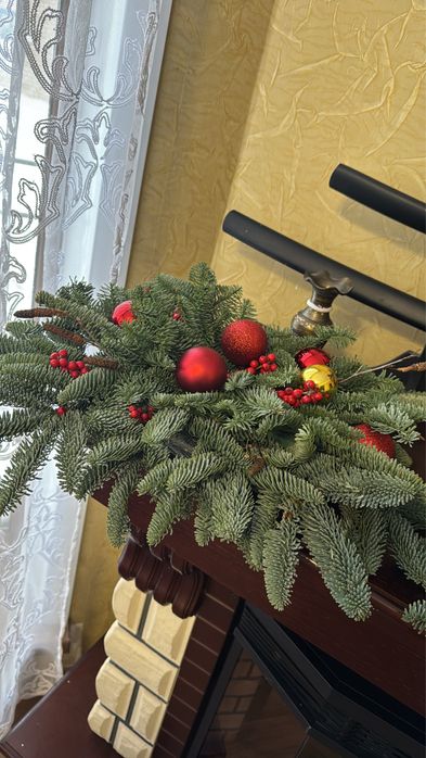 Новогодние композиции, нобилис, хвоя, украшения