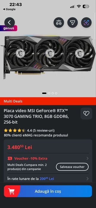 Vand Placa video MSI Geforce Rtx 3070