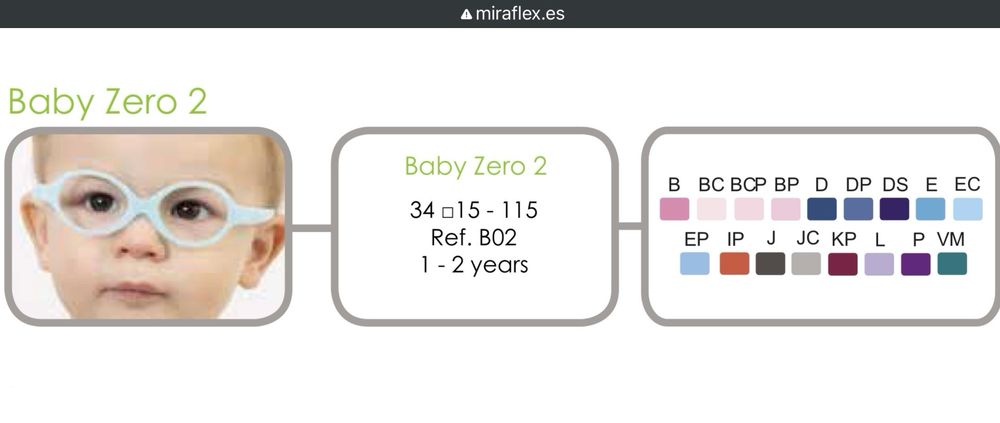 Rame ochelari atraumatice Miraflex Baby Zero 2 34/15 112 mm Clear Grey