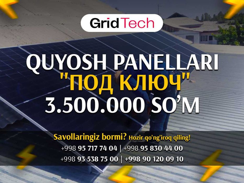 Quyosh panellarini o'rnatish xizmati