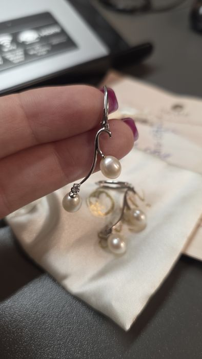 Swan висящи обеци с перли