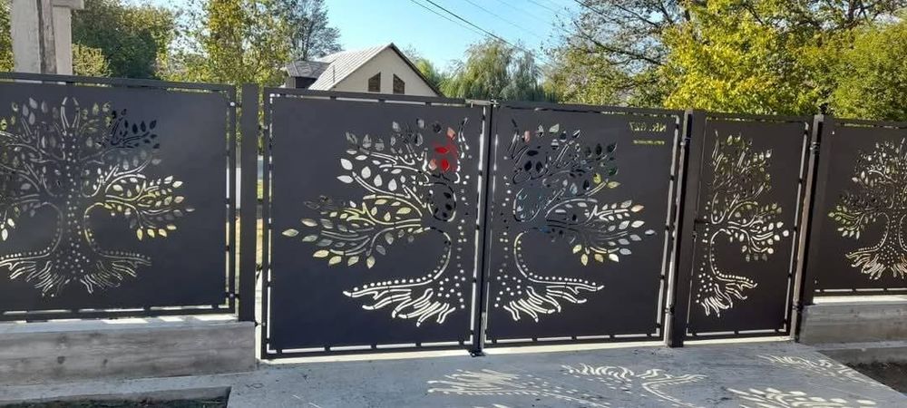 Porti si gard metalice, fier forjat, stil jaluzea, tabla decupata,