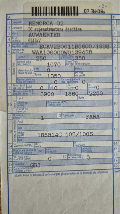 Remorca AUWAERTER An 2000
