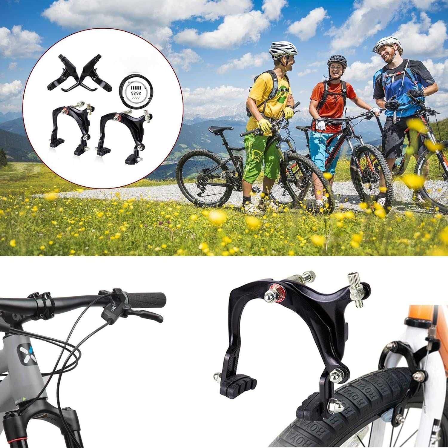 Set frane bicicleta, fata spate, Mimoke maner si clampa (fara cabluri)