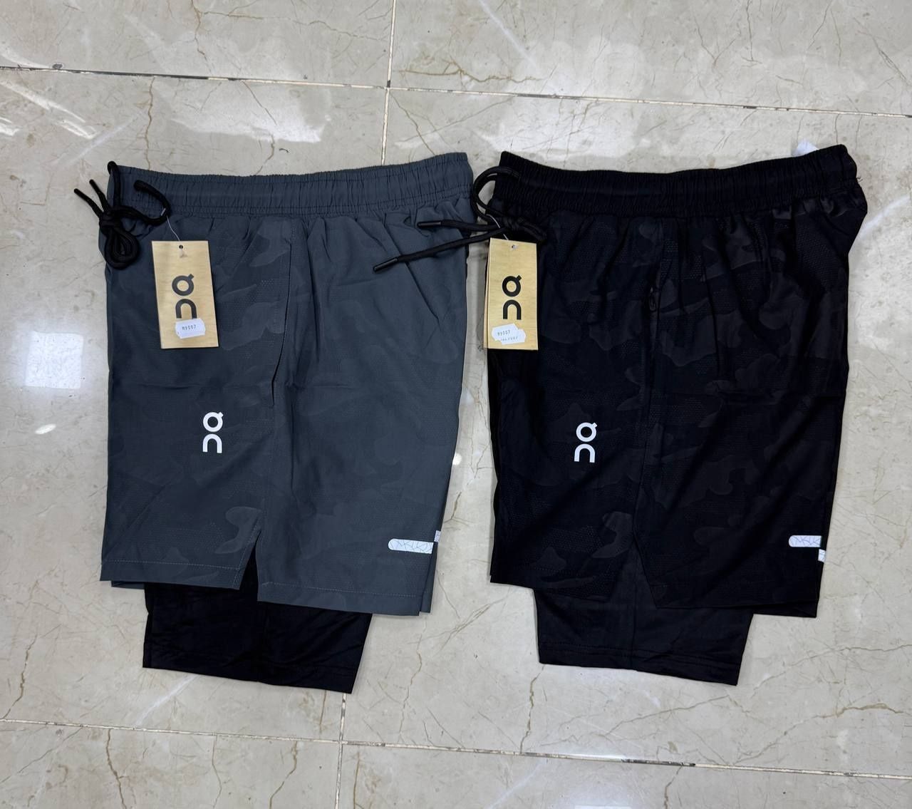 Двухслойные шорты+тайтсы Adidas, Nike, On для тренировок