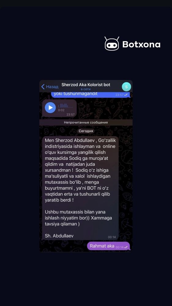 Telegram Bot Xizmati | Botxona_