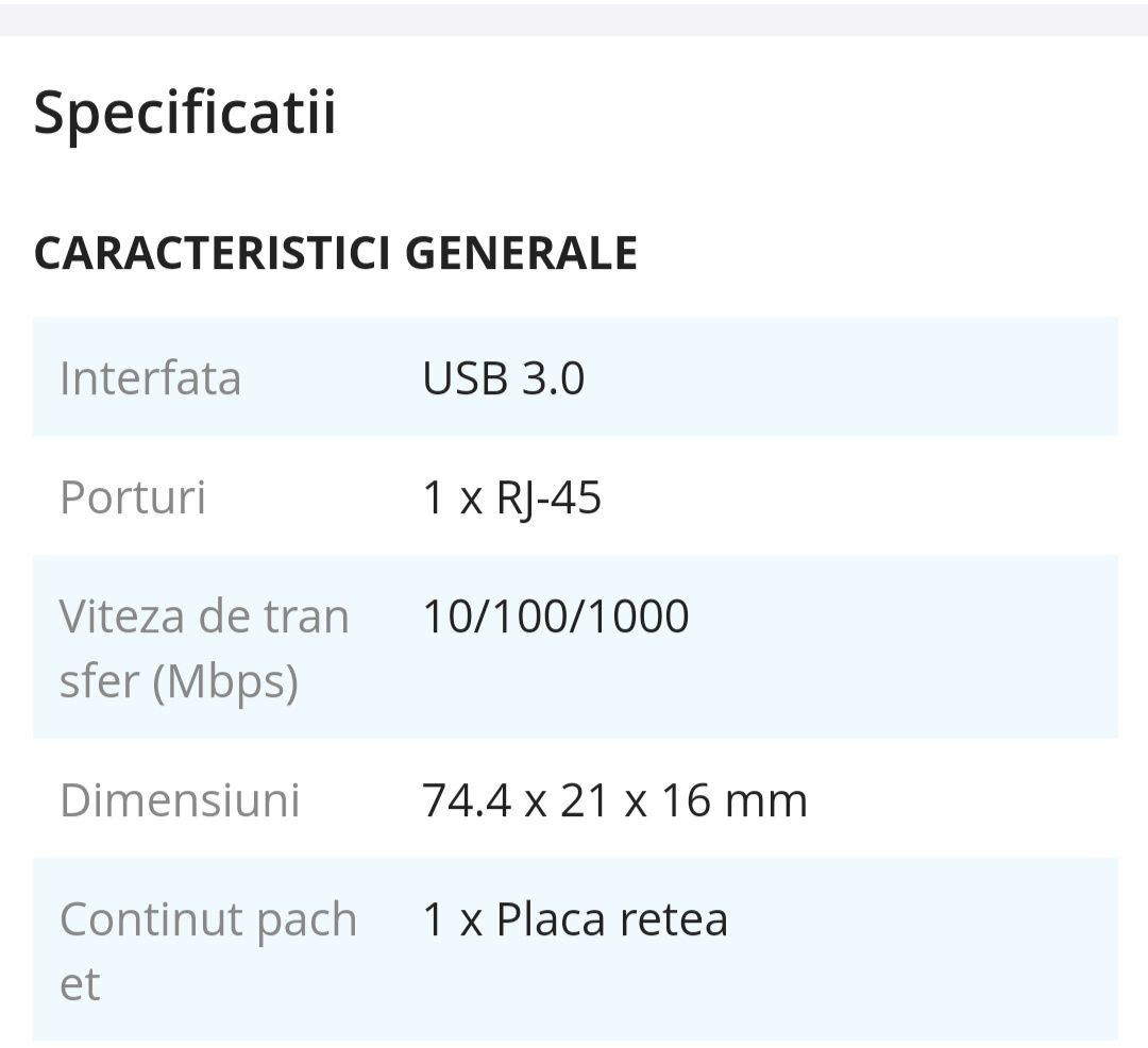 Adaptor place de retea Gigabyte D-Link DUB 1312