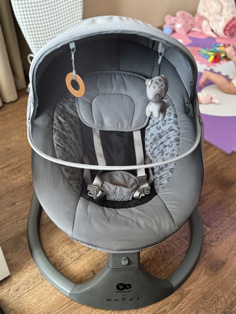 Електрическа люлка и шезлонг Kinderkraft - Lumi 2, Dark grey