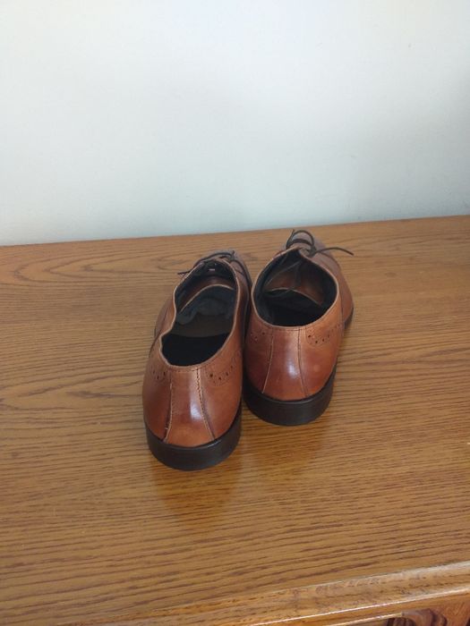pantofi italienesti culoare cognac, piele, noi, talpa de talpa, 45