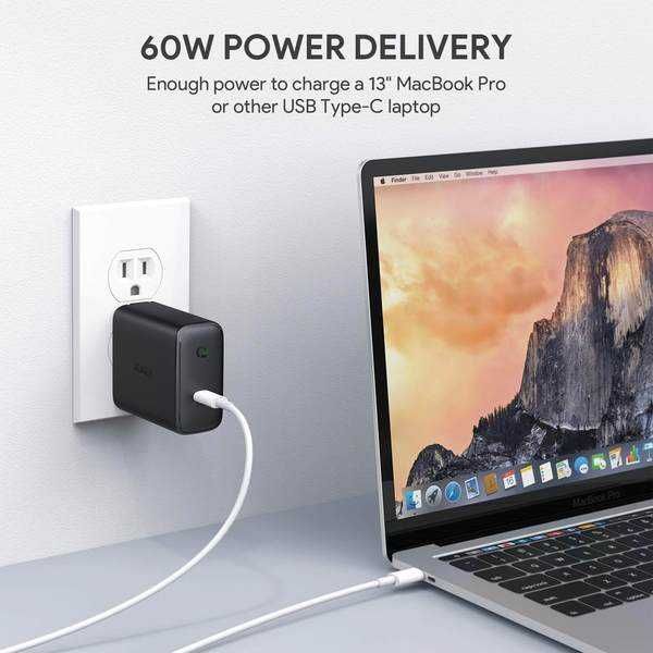 Incarcator Macbook 60W USB-C Aukey PA-D4 PD GAN